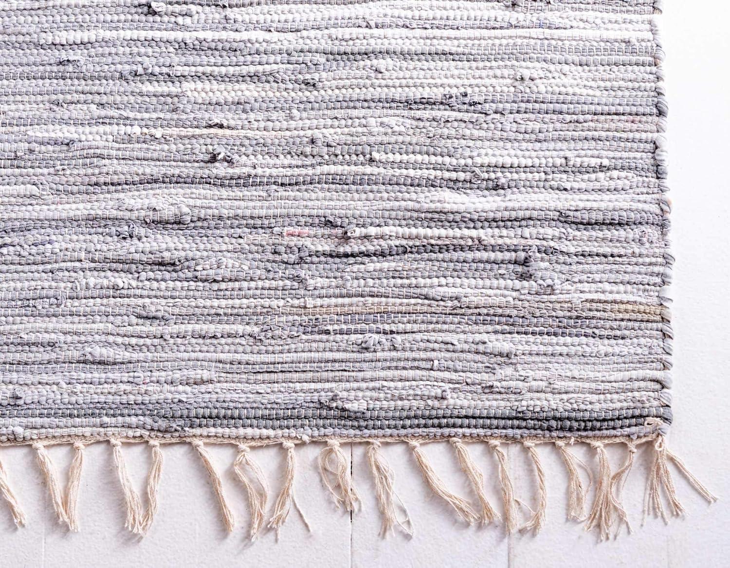 Prather Striped Hand-Knotted Cotton Gray Area Rug