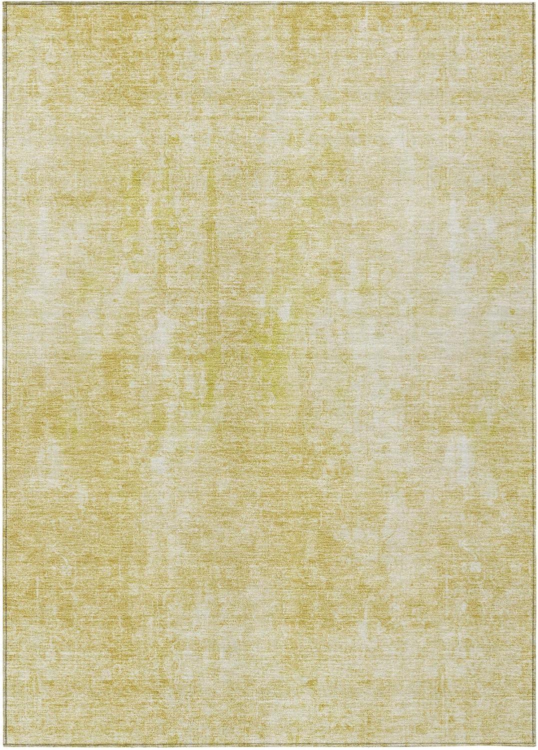 Gold Abstract Washable Synthetic 3' x 5' Area Rug