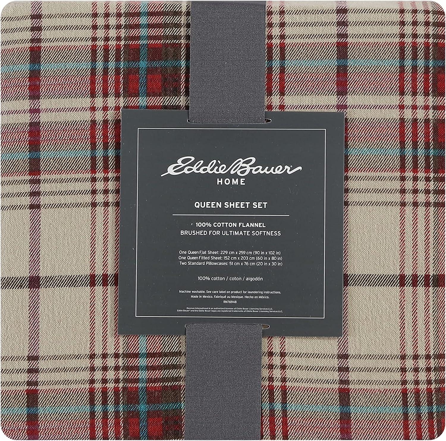 Eddie Bauer Flannel Sheet Set, King, Montlake Plaid