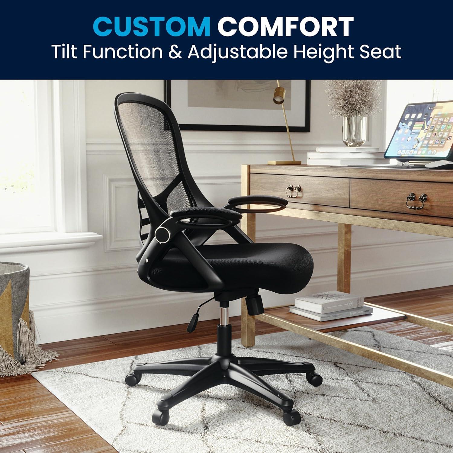 Ergonomic High-Back Black Mesh Swivel Office Chair with Adjustable Arms