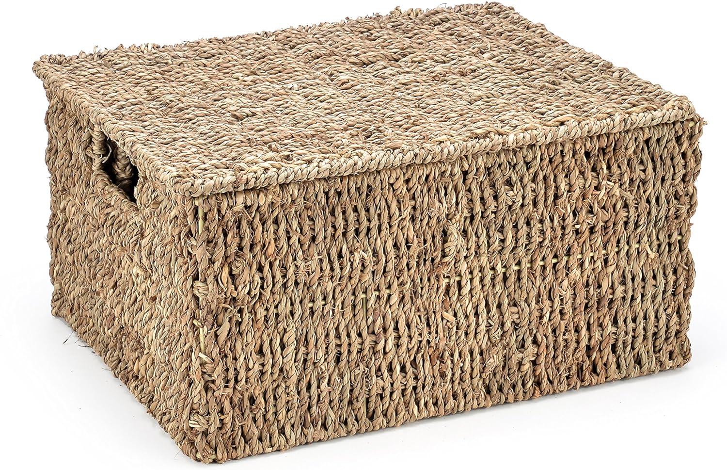 3 Piece Rectangular Seagrass Basket Set