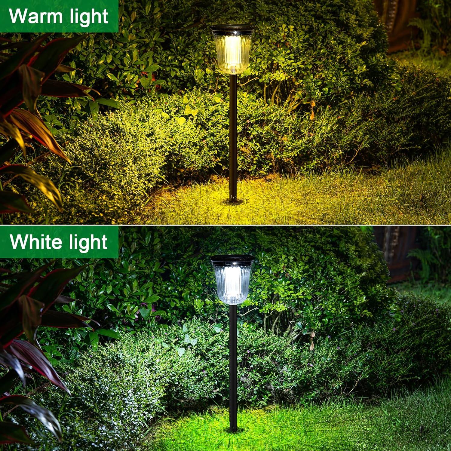 JSOT 4 Pack Solar Pathway Lights, Solar Garden Lights for Walkway, Driveway, Yard, White Light & Warm Light