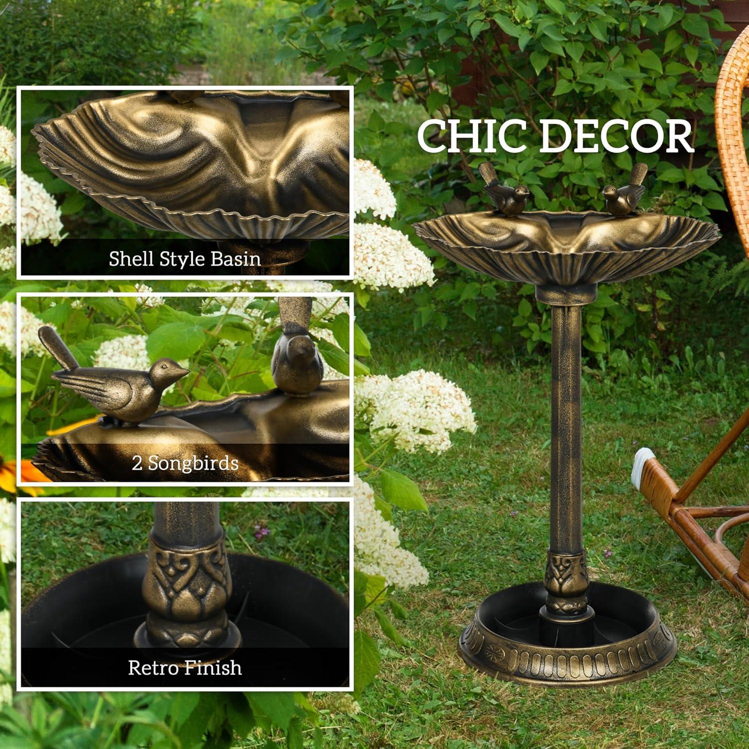 Bronze Antique Bird Bath with Pedestal and Planter Base