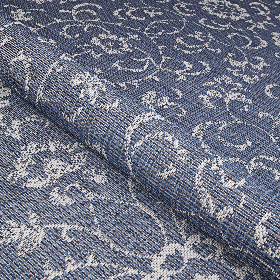 Couristan Monte Carlo Summer Vines Indoor / Outdoor Area Rug, Navy-Ivory, 2'3" x 11'9" Runner