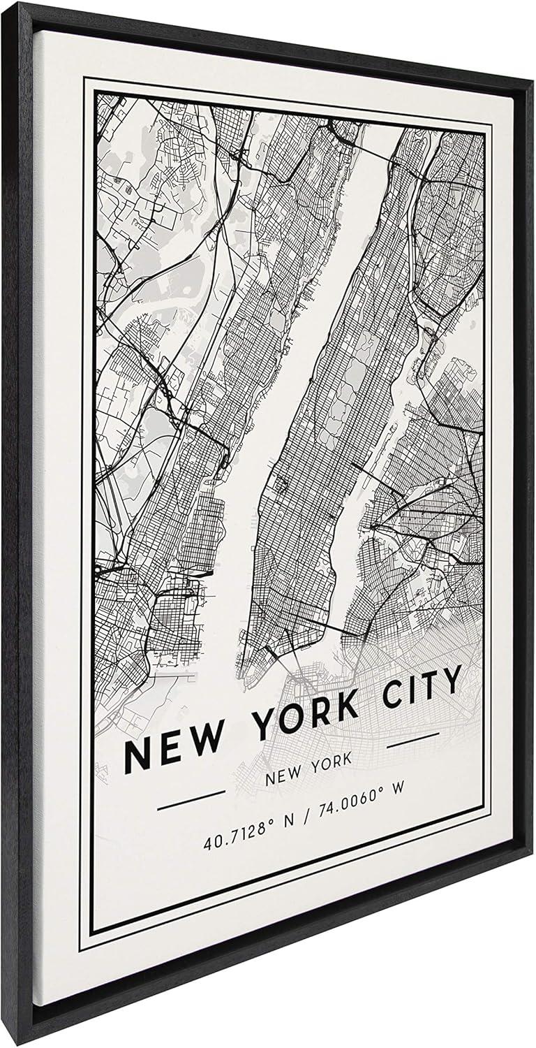 23" x 33" Sylvie New York City Modern Framed Canvas by Jake Goossen Black - Kate & Laurel All Things Decor