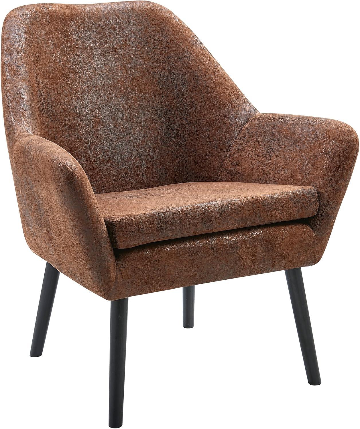 Ebern Designs Ringwold Armchair with Aged Fabric and Solid Wood Legs