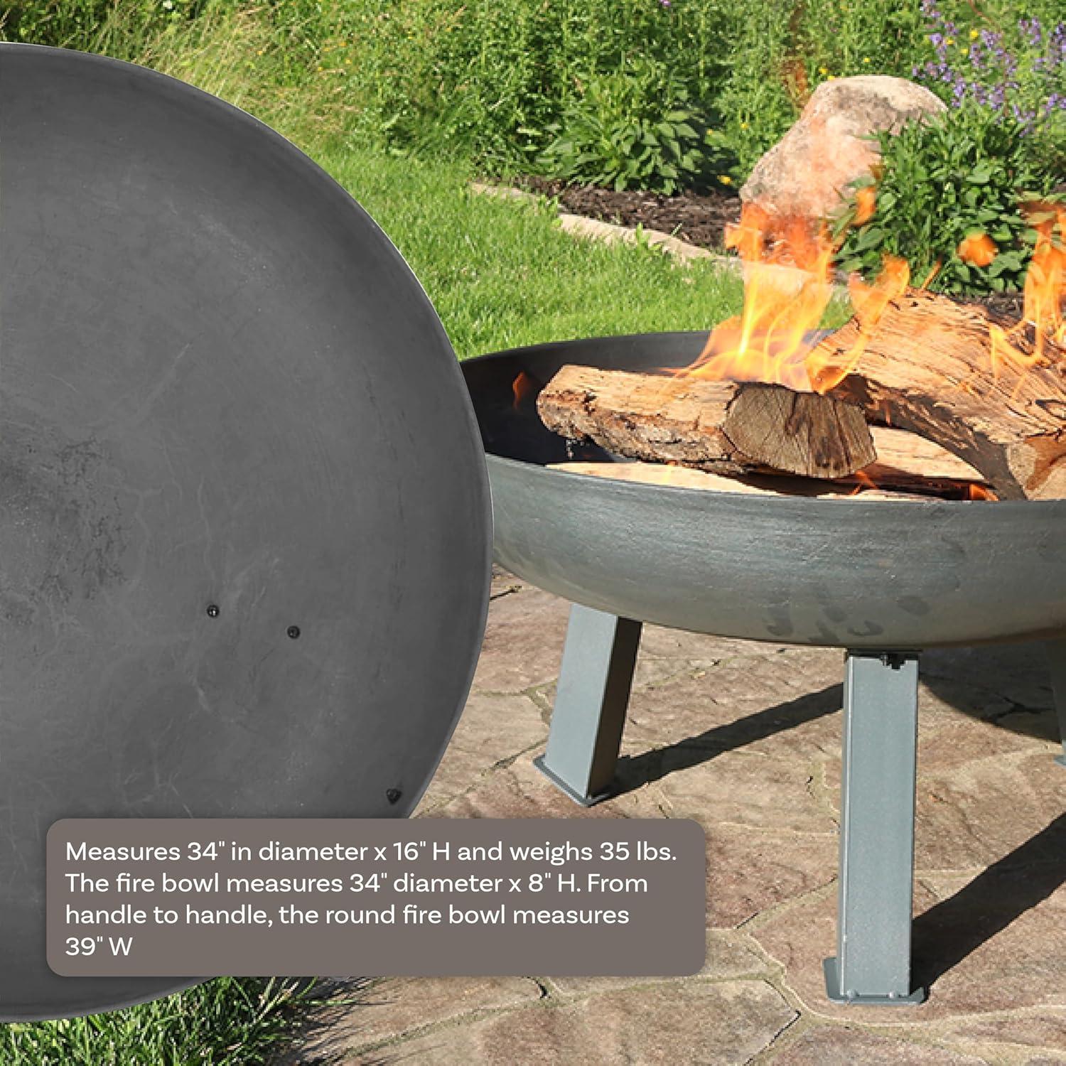 Union Round Wood-Burning Cast Iron Outdoor Raised Fire Pit Bowl