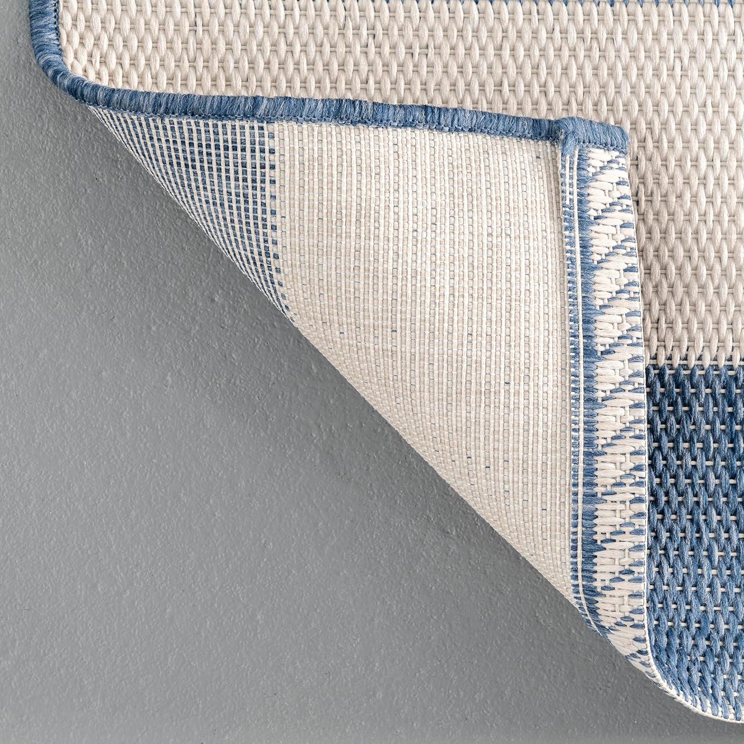 Nuloom Robin Striped 10x13 Indoor/Outdoor Area Rug for Living Room Patio Deck Front Porch Kitchen, Blue/Ivory