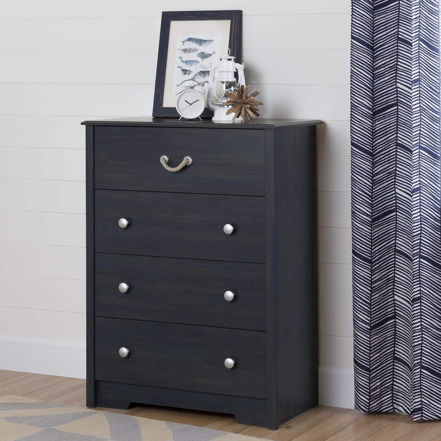 Coastal Blueberry 4-Drawer Nautical Dresser for Compact Spaces