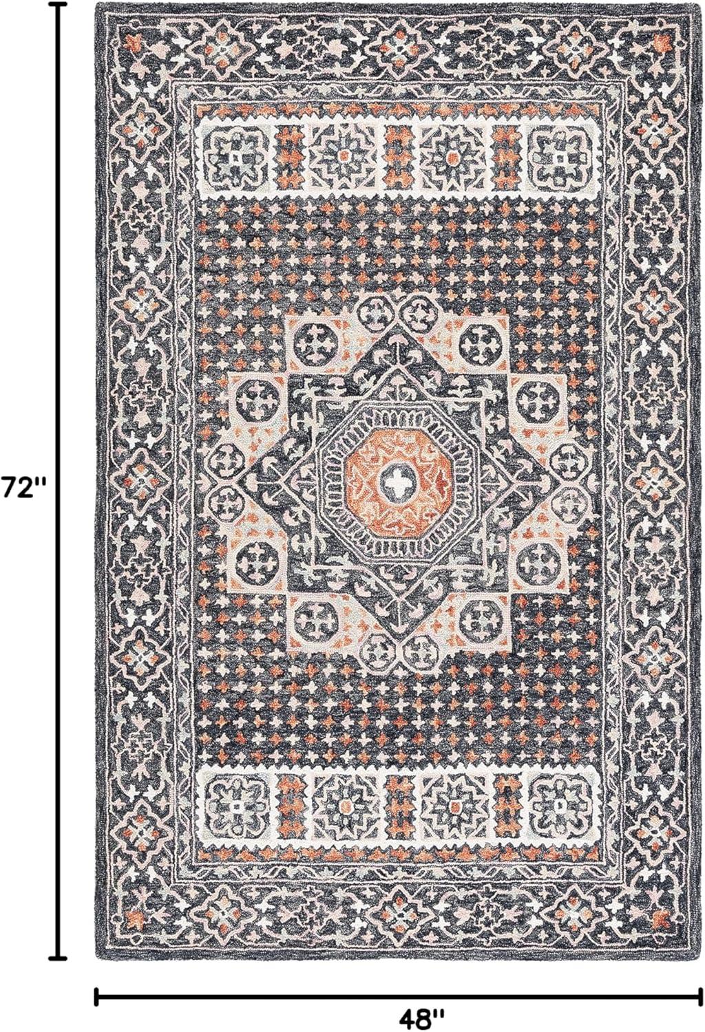 Aspen APN130 Hand Tufted Area Rug  - Black/Rust - 4'x6' - Safavieh.