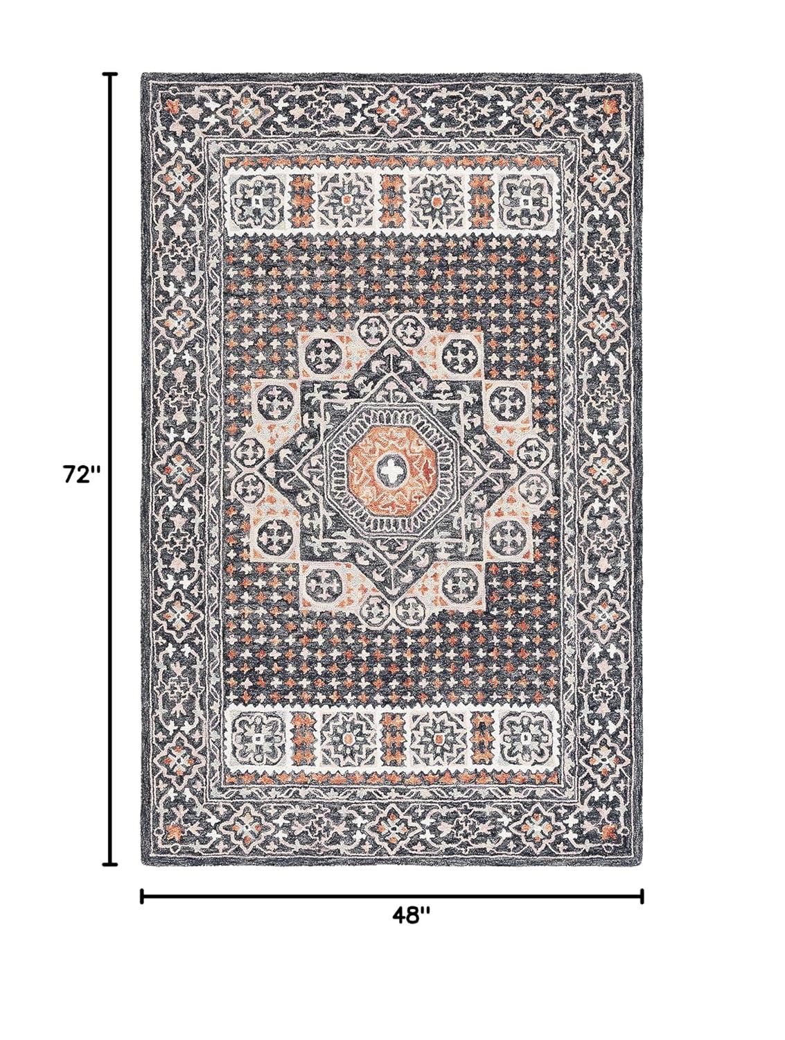 Aspen APN130 Hand Tufted Area Rug  - Black/Rust - 4'x6' - Safavieh.