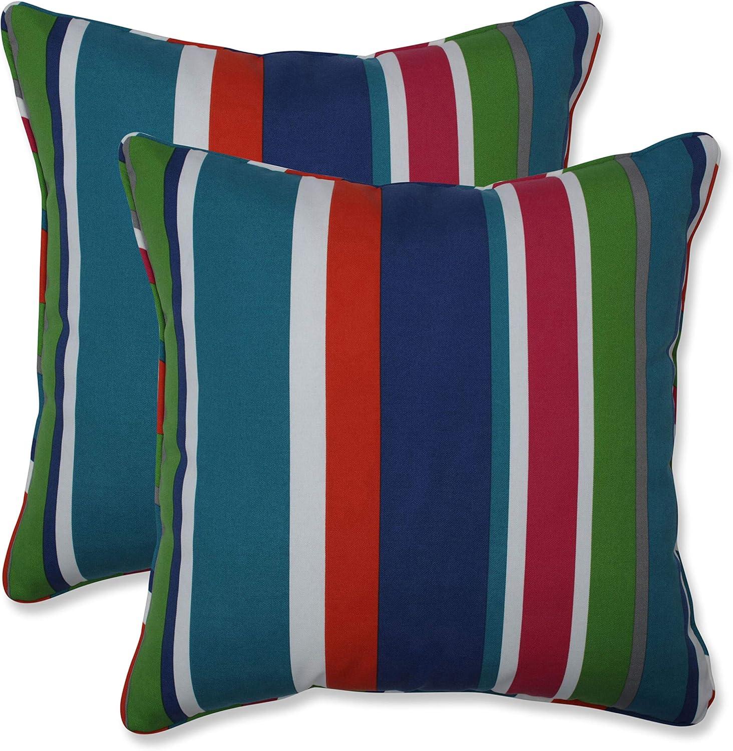 St. Lucia Multicolor Striped Indoor/Outdoor Throw Pillows, Set of 2