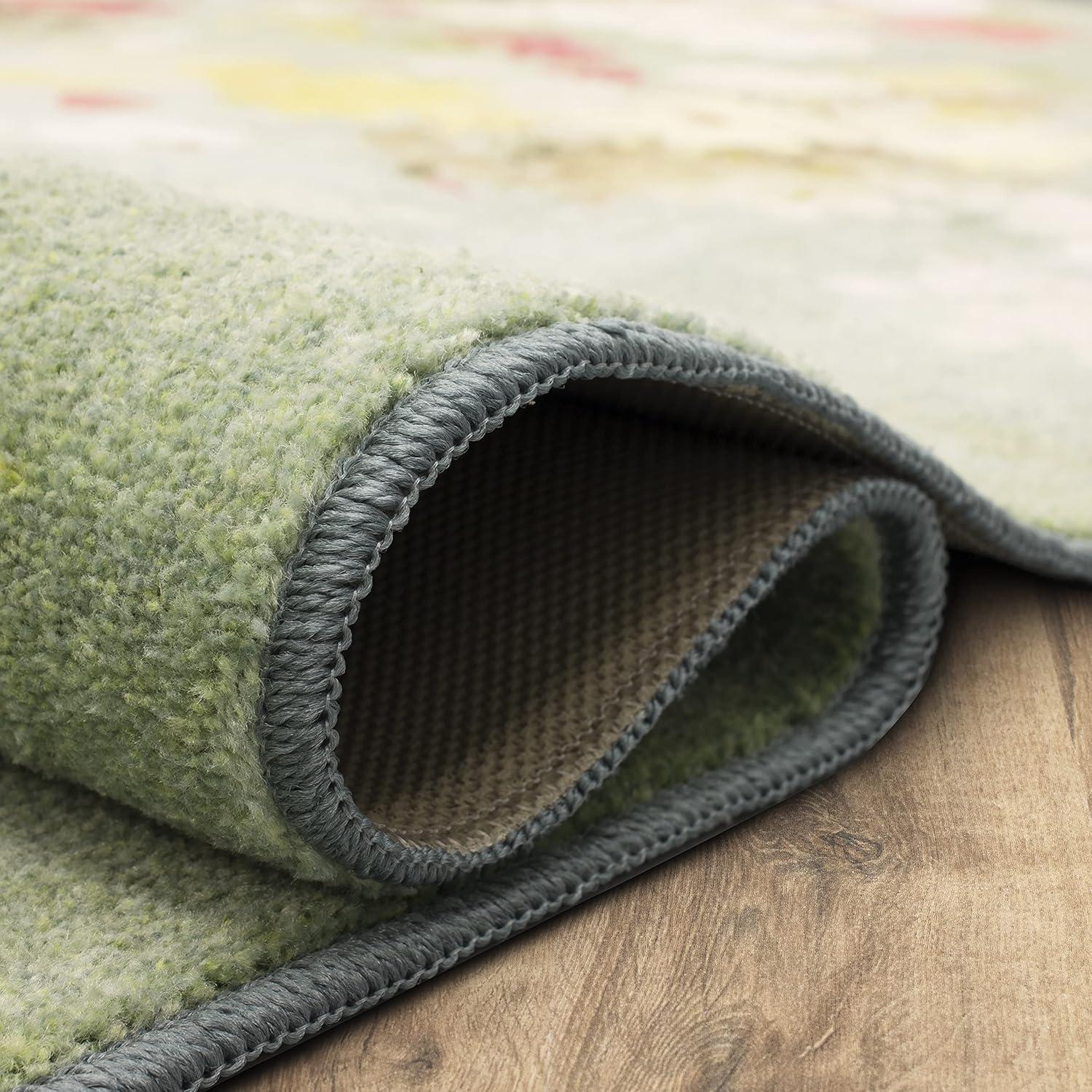 Mohawk Home Prismatic Merging Floral Multi Transitional Floral Precision Printed Area Rug, 8'x10', Green & Yellow