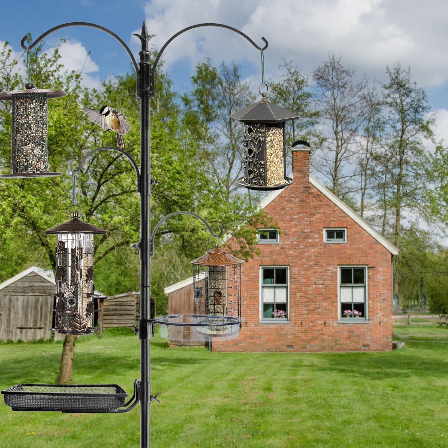 Ashman Online Deluxe Rustproof Bird Feeding Station with Suet Cage, Water Dish, Hanging Kit, Black