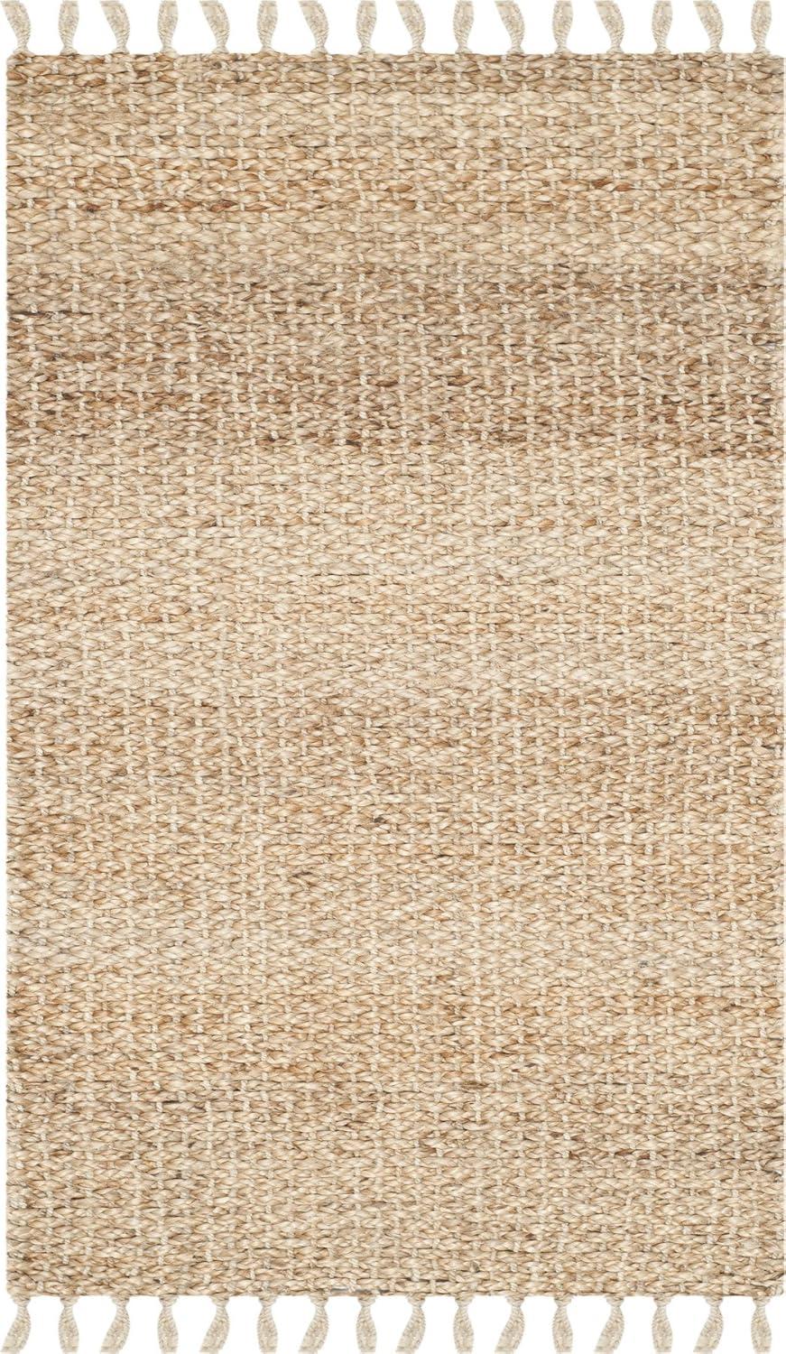 SAFAVIEH Natural Fiber Tangier Solid Braided Fringe Jute Area Rug, Natural, 9' x 12'