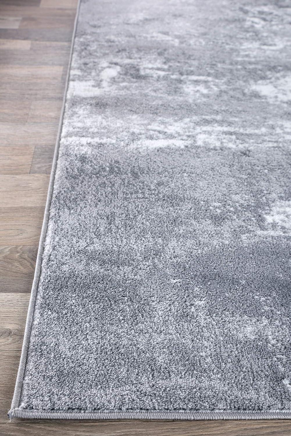 World Rug Gallery Distressed Abstract Watercolor Gray 5' x 7' Area Rug