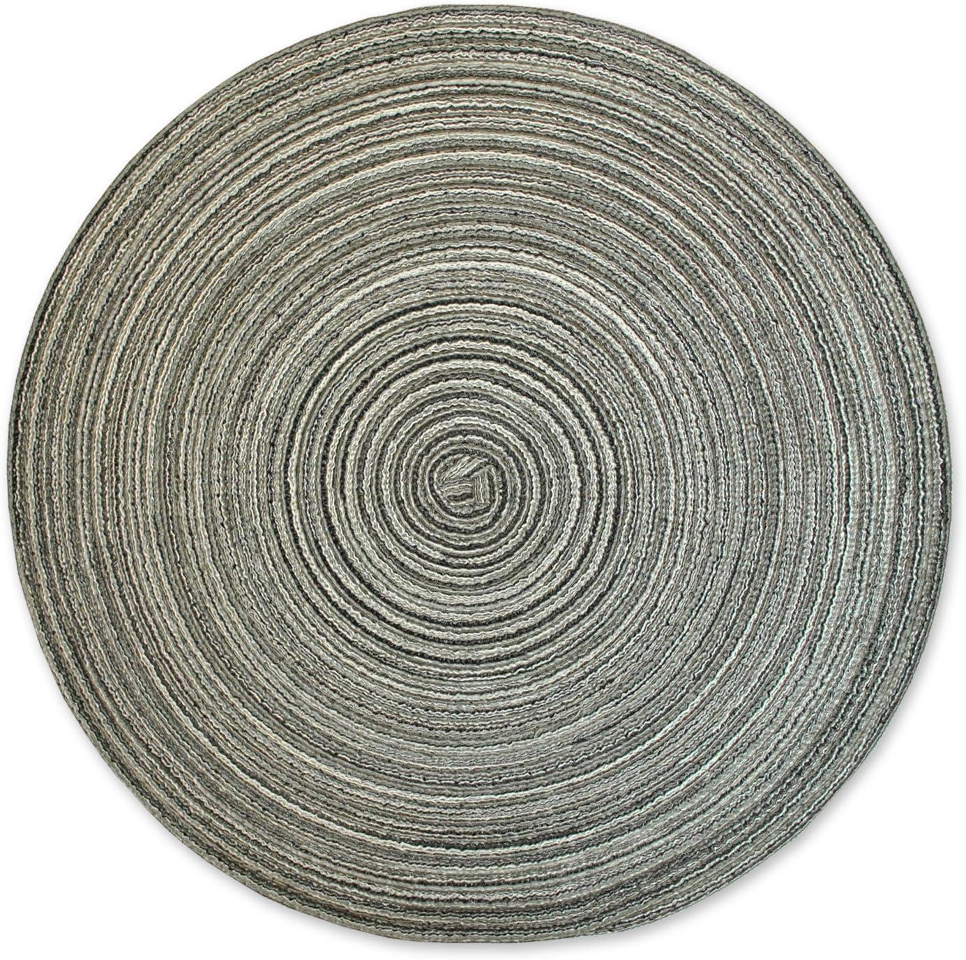 Black Round Variegated Woven Polypropylene Placemats, Set of 6