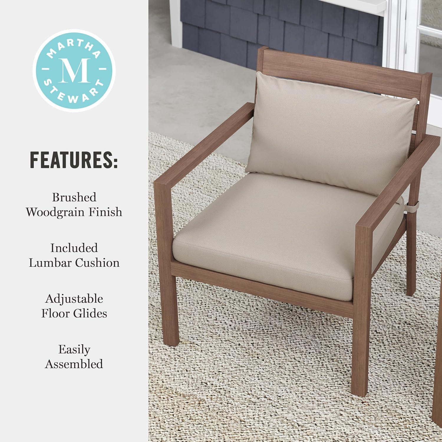 Martha Stewart Martha Stewart Bedford All-Weather Patio Accent Chairs with Seat and Lumbar Cushions (Set of 2)