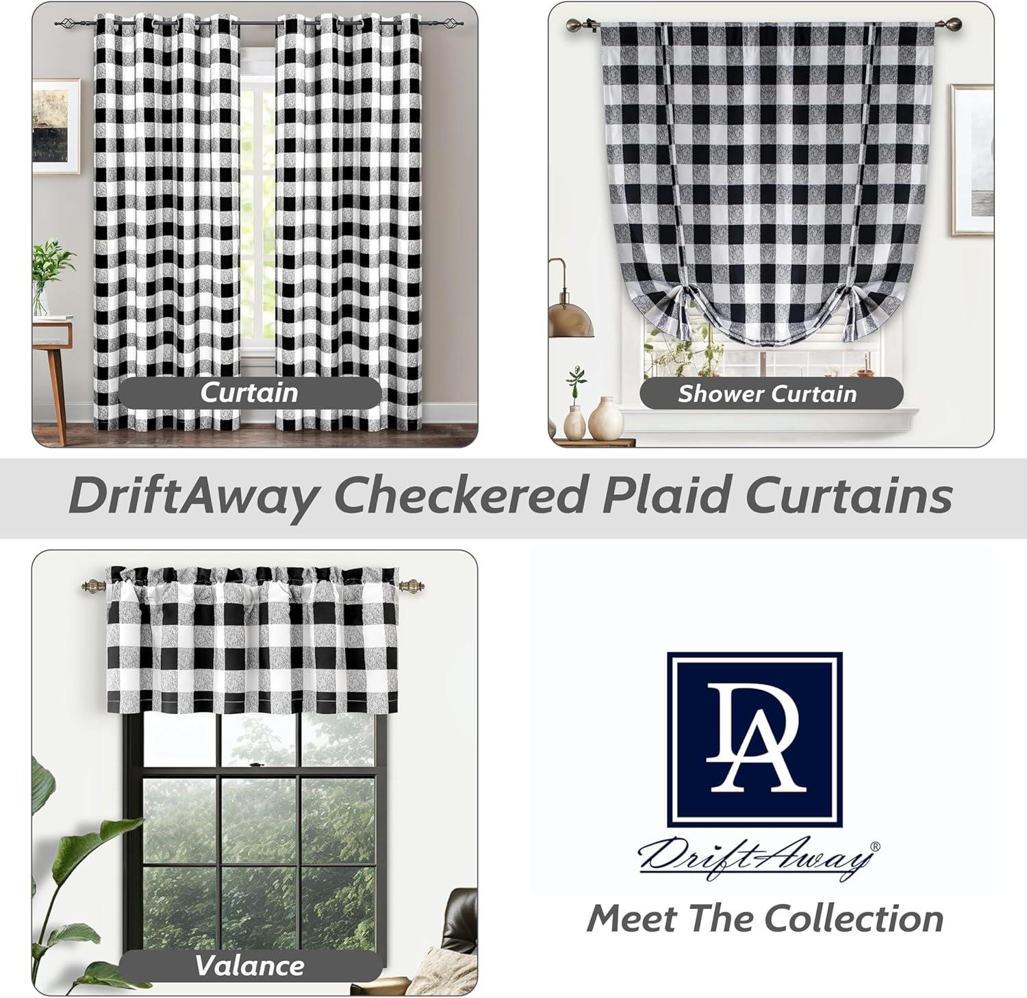 Black and White Checkered Blackout Grommet Curtains, 84" Long