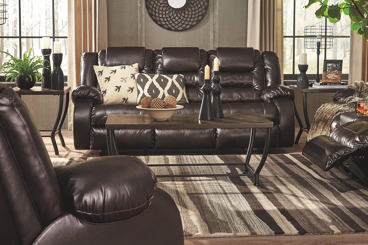 Signature Design by Ashley Vacherie Reclining Sofa in Chocolate