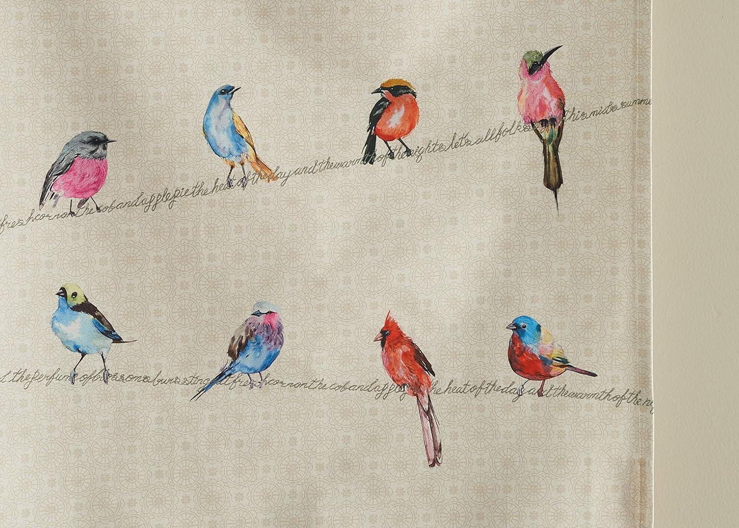 Birdies on Wire Beige Cotton Kitchen Towels Set