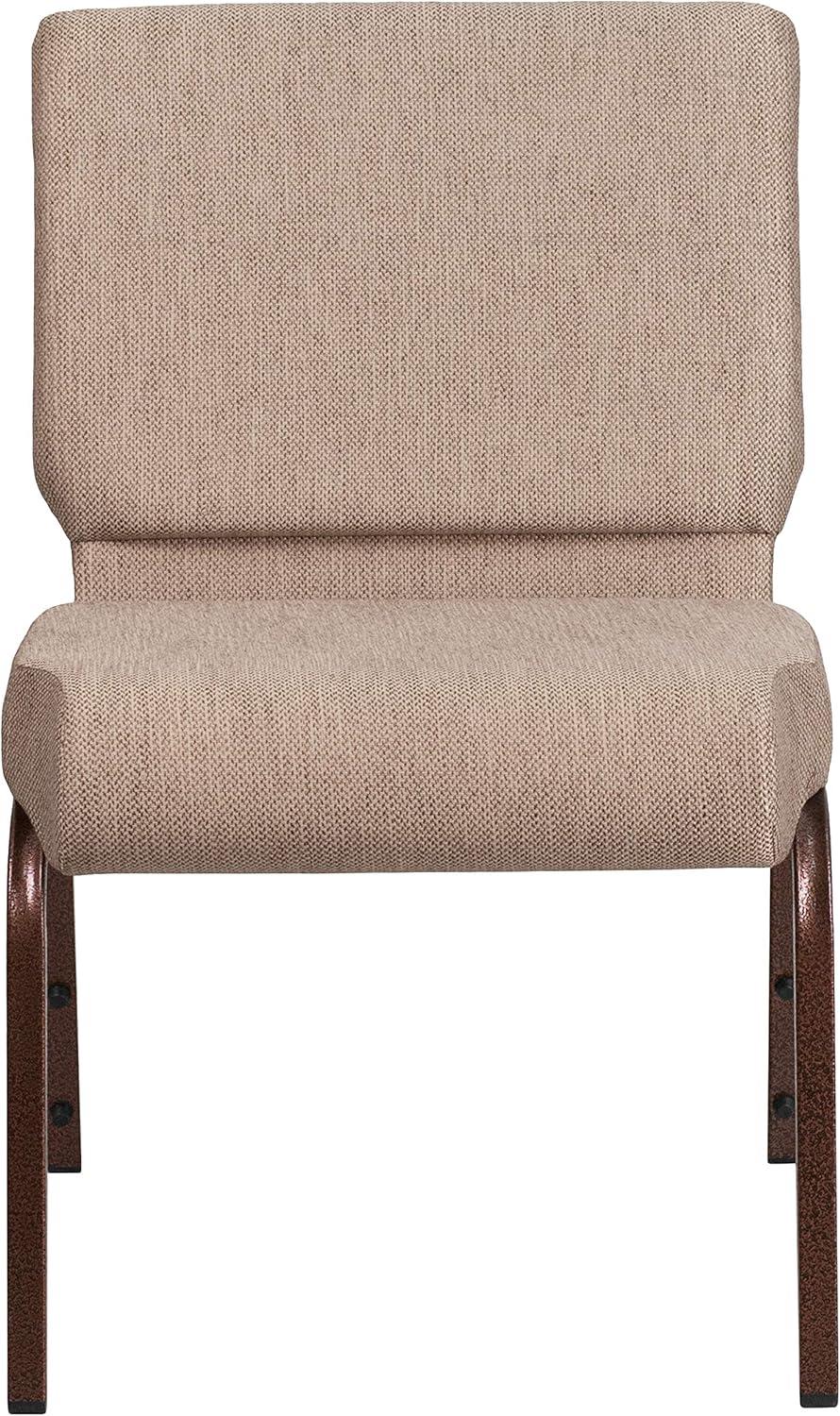 Beige Fabric Copper Frame Stacking Church Chairs, Set of 4