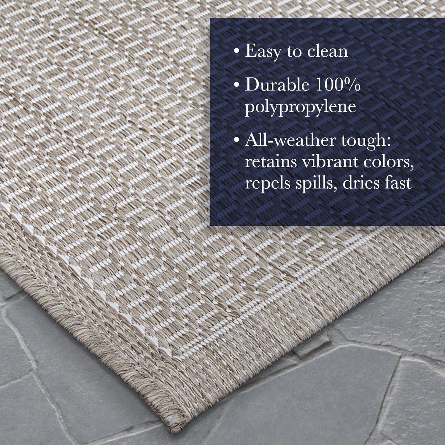 Couristan Recife Saddle Stitch Indoor /Outdoor Area Rug, Champagne- Taupe, 8'6" Square