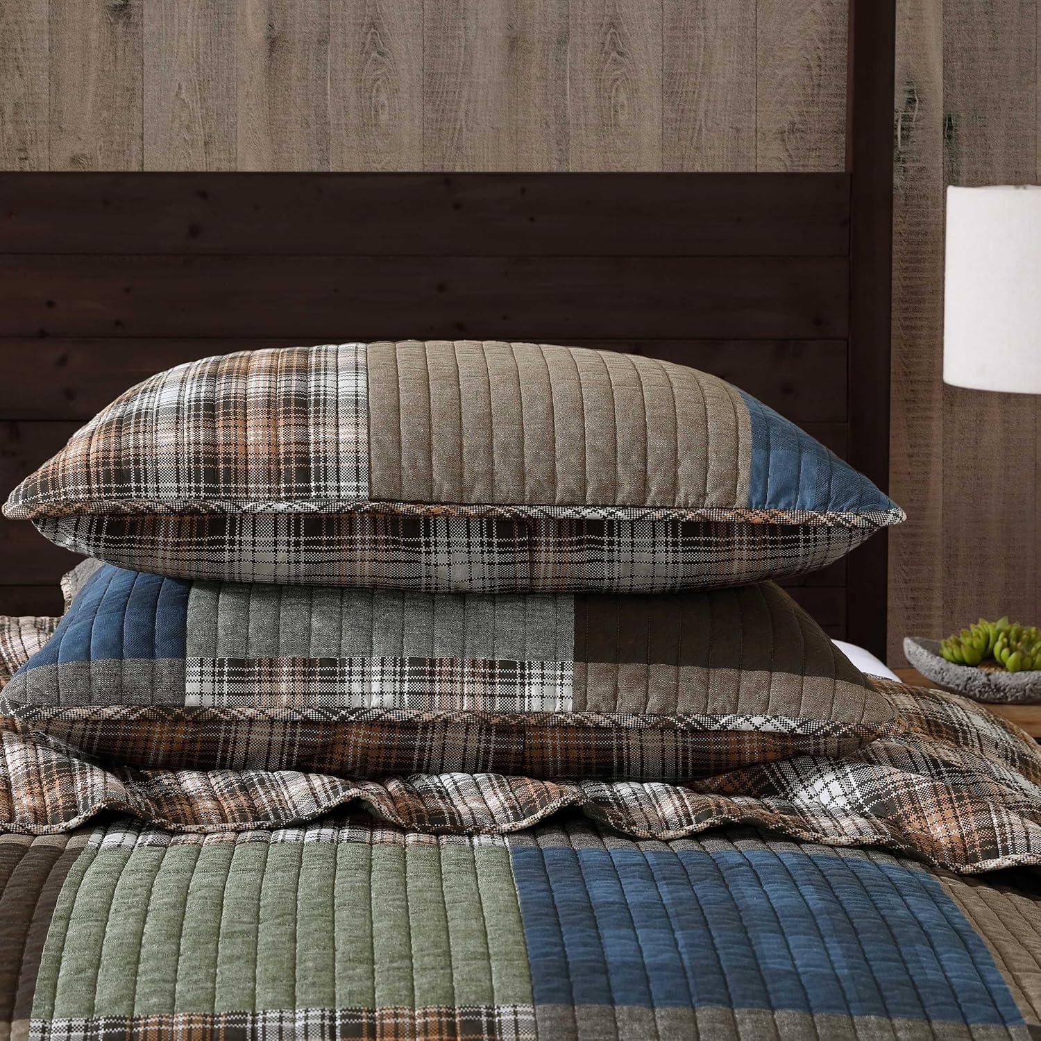 Eddie Bauer Fern Garden Eddie Bauer Classic Patchwork Cotton Reversible Green Quilt Set