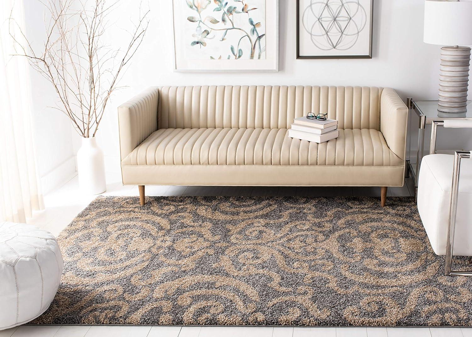 Florida Shag SG462 Power Loomed Indoor Area Rug - Grey/Beige - 5'3"x7'6" - Safavieh.