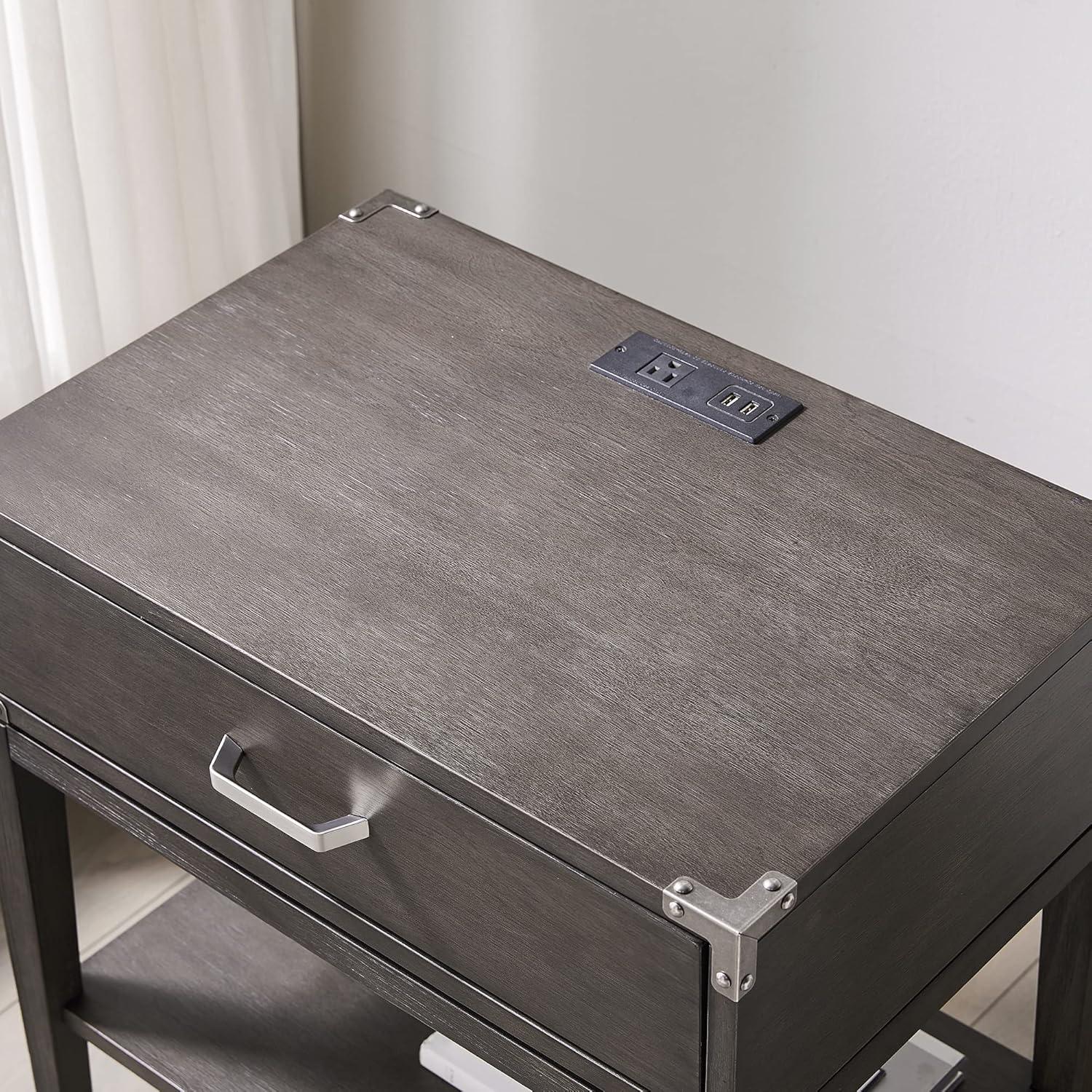 Beckett Solid + Manufactured Wood Side Table in Anthracite