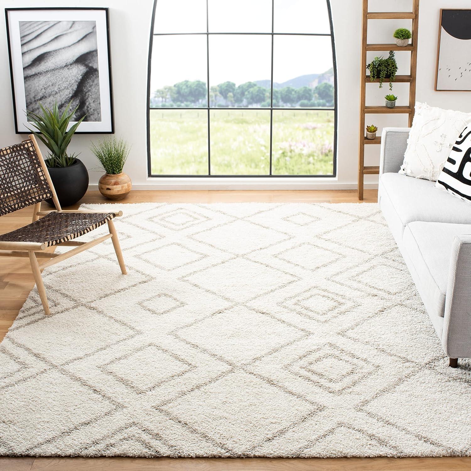 Arizona Shag ASG744 Power Loomed Indoor Area Rug - Ivory/Beige - 8'x10' - Safavieh