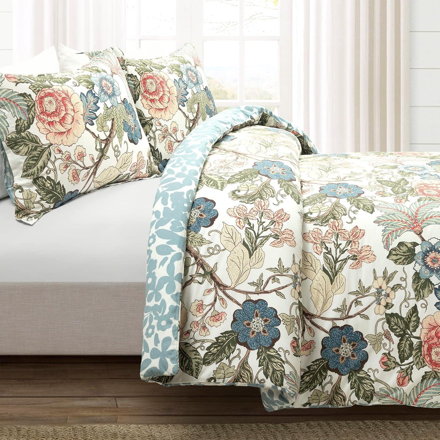 3pc Sydney Cotton Duvet Cover Set Green/Blue - Lush Décor