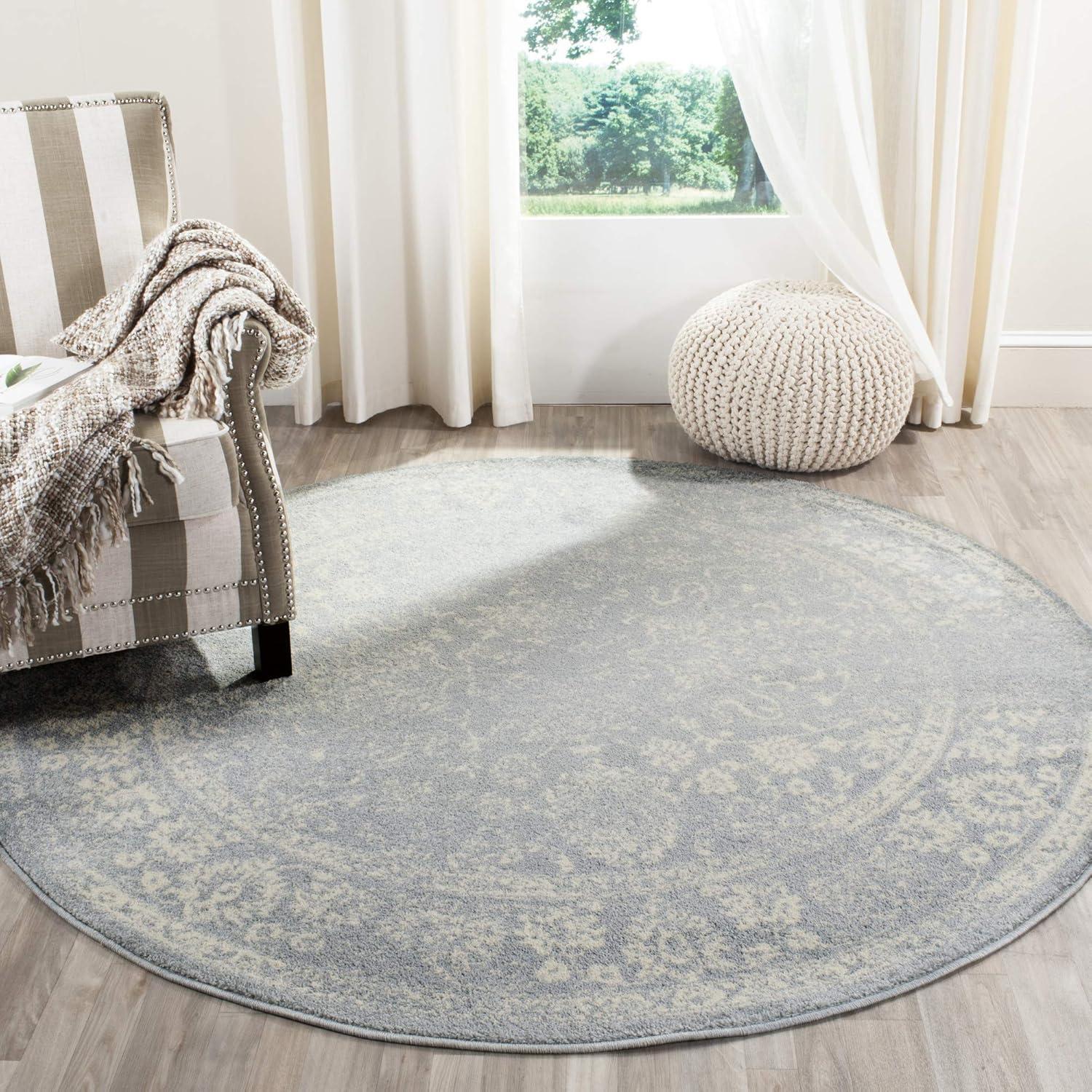 SAFAVIEH Adirondack Wyatt Traditional Area Rug, Grey/Blue, 6' x 6' Round