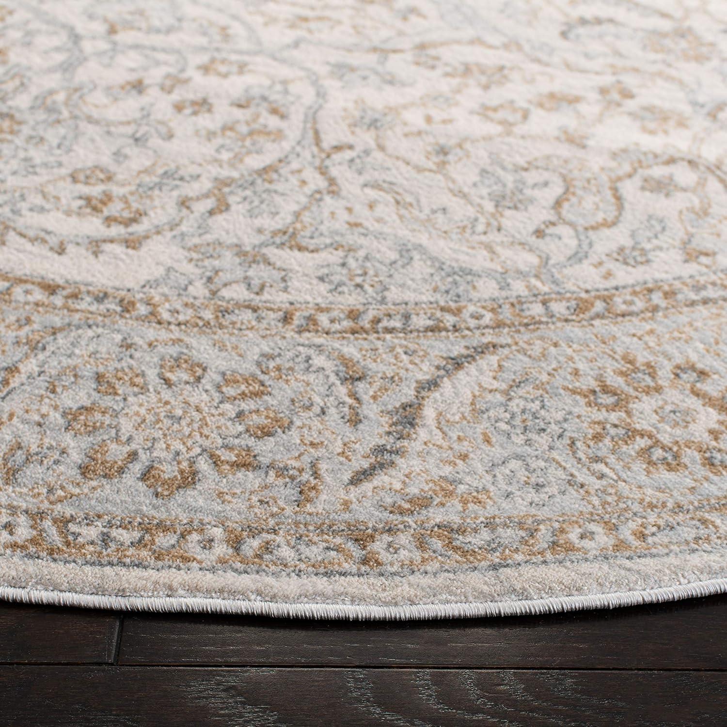 Isabella Cream and Beige Round Oriental Area Rug