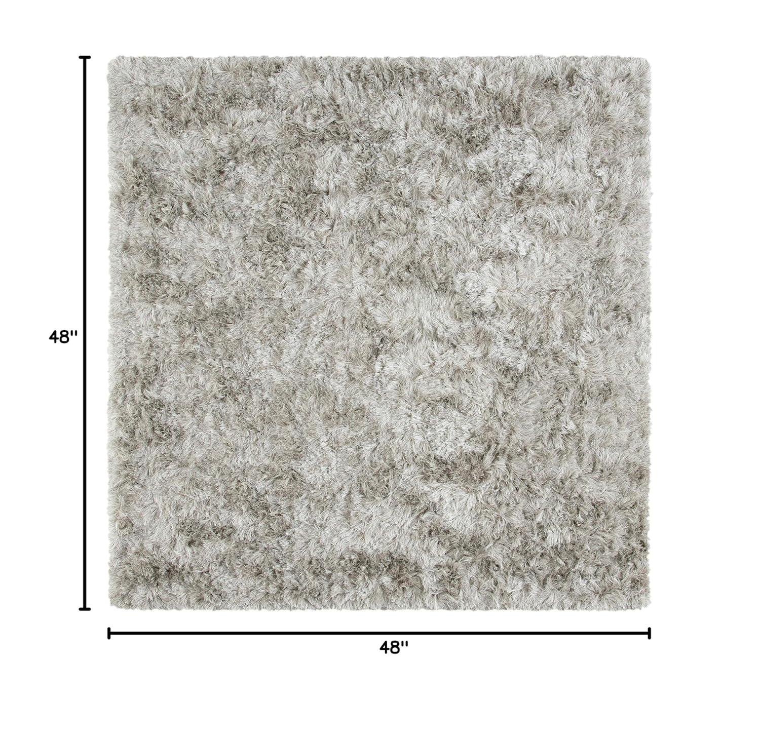 Ocean Shag OCG101 Hand Tufted Indoor Accent Rug - 4'x4' - Light Grey - Safavieh