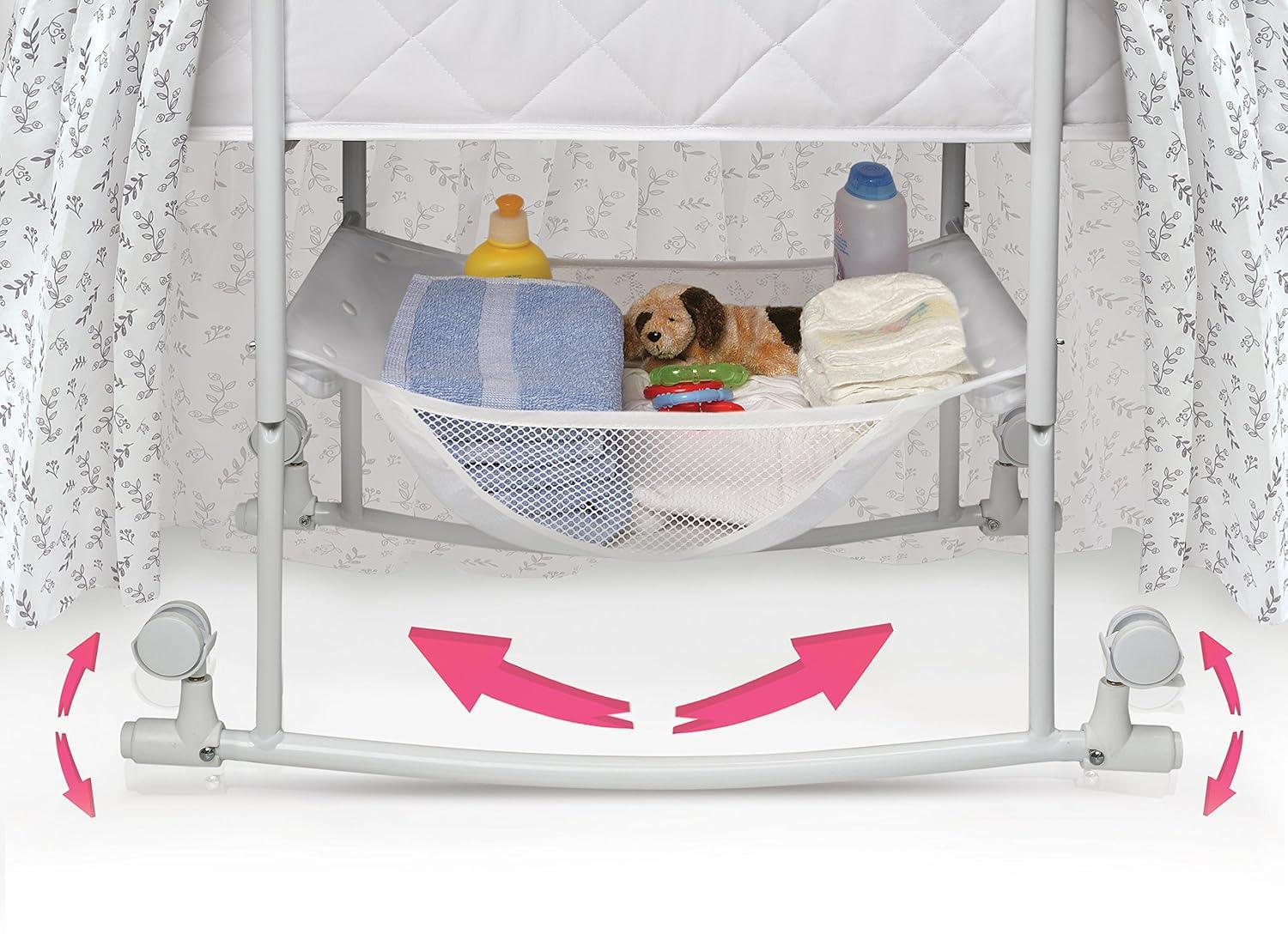 Badger Basket Wishes Oval Bassinet - Full Length Skirt - Gray/Leaf