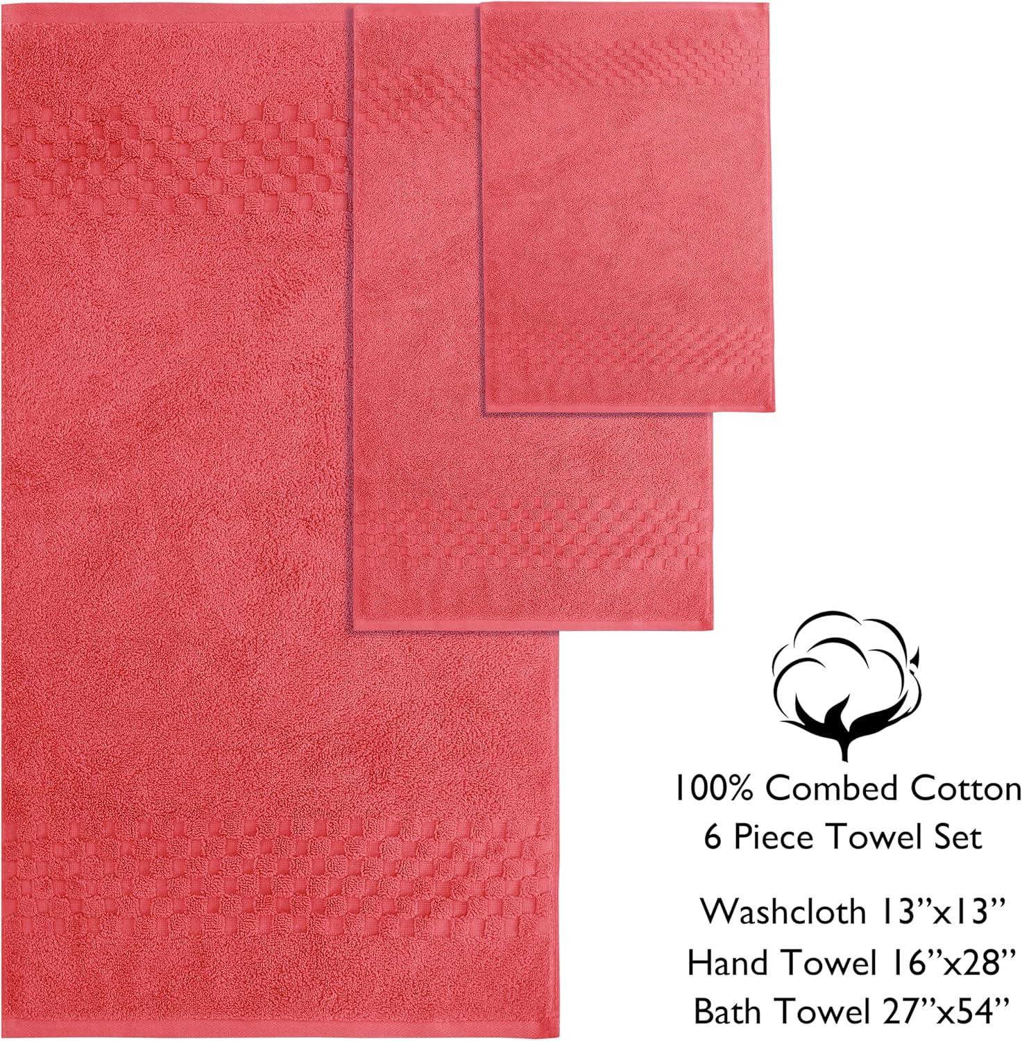 Luxury 100% Cotton 6-Piece Towel Set, 650 GSM Hotel Collection, Super Soft and Highly Absorbent (Multicolor, 6 Pack Set)