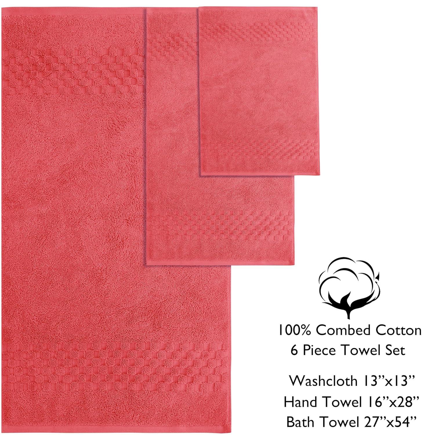 Luxury 100% Cotton 6-Piece Towel Set, 650 GSM Hotel Collection, Super Soft and Highly Absorbent (Multicolor, 6 Pack Set)