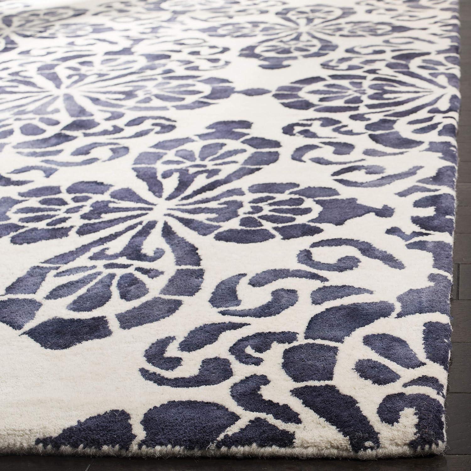 SAFAVIEH Dip Dye Collection 2' x 3' Ivory / Navy DDY719P Handmade Premium Wool Accent Rug