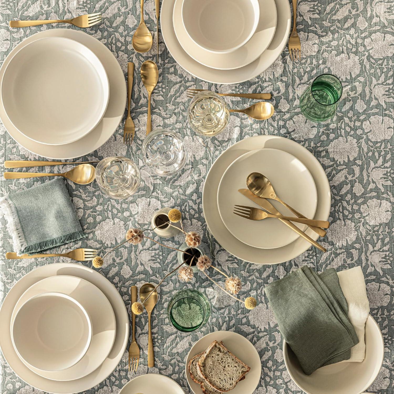 over&back Hand-Screened Tablecloth - 100% Cotton - Kitchen and Home Decor