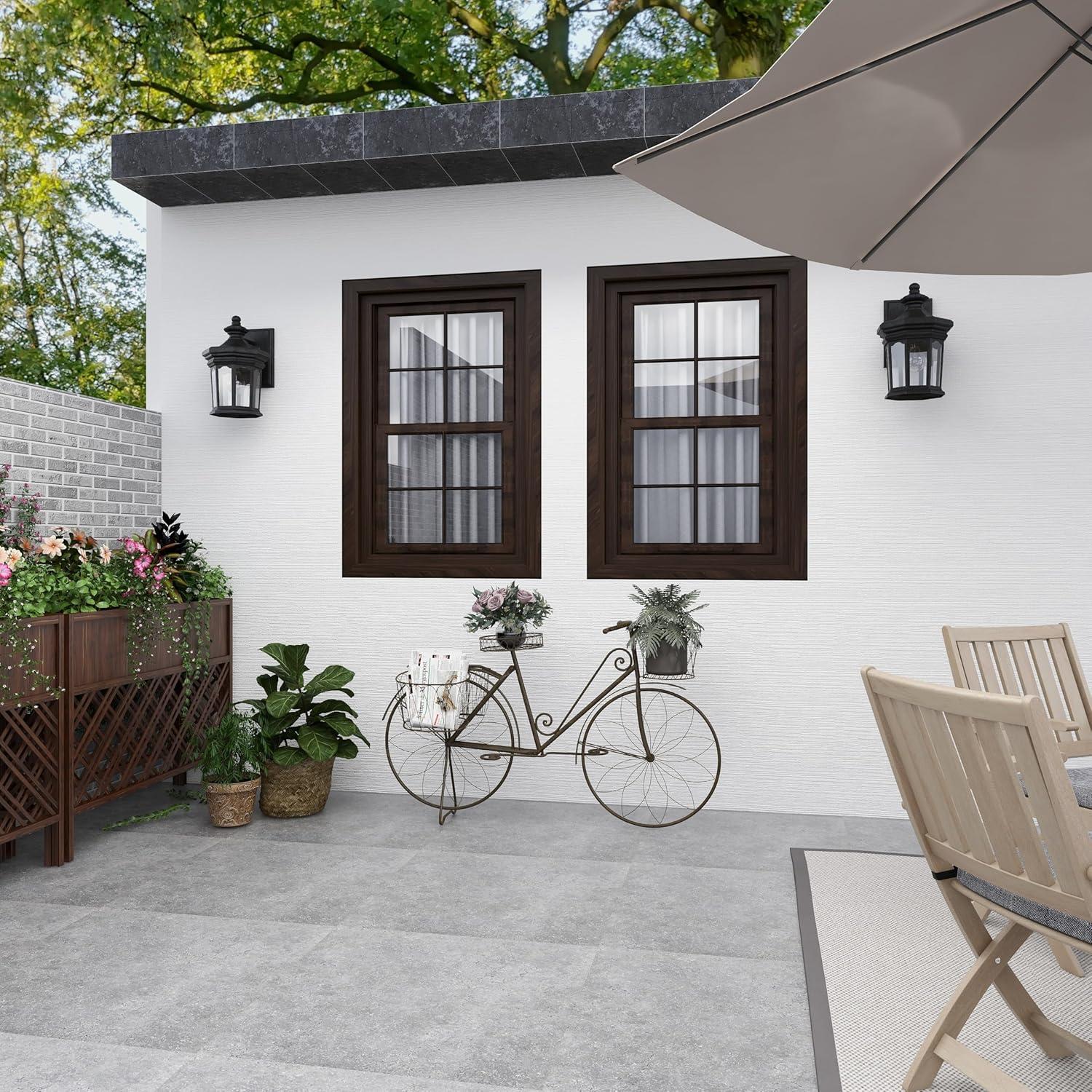 DecMode Vintage Turquoise/Red 3 Tier Bicycle Inspired Metal Plantstand, 54"W x 32"H