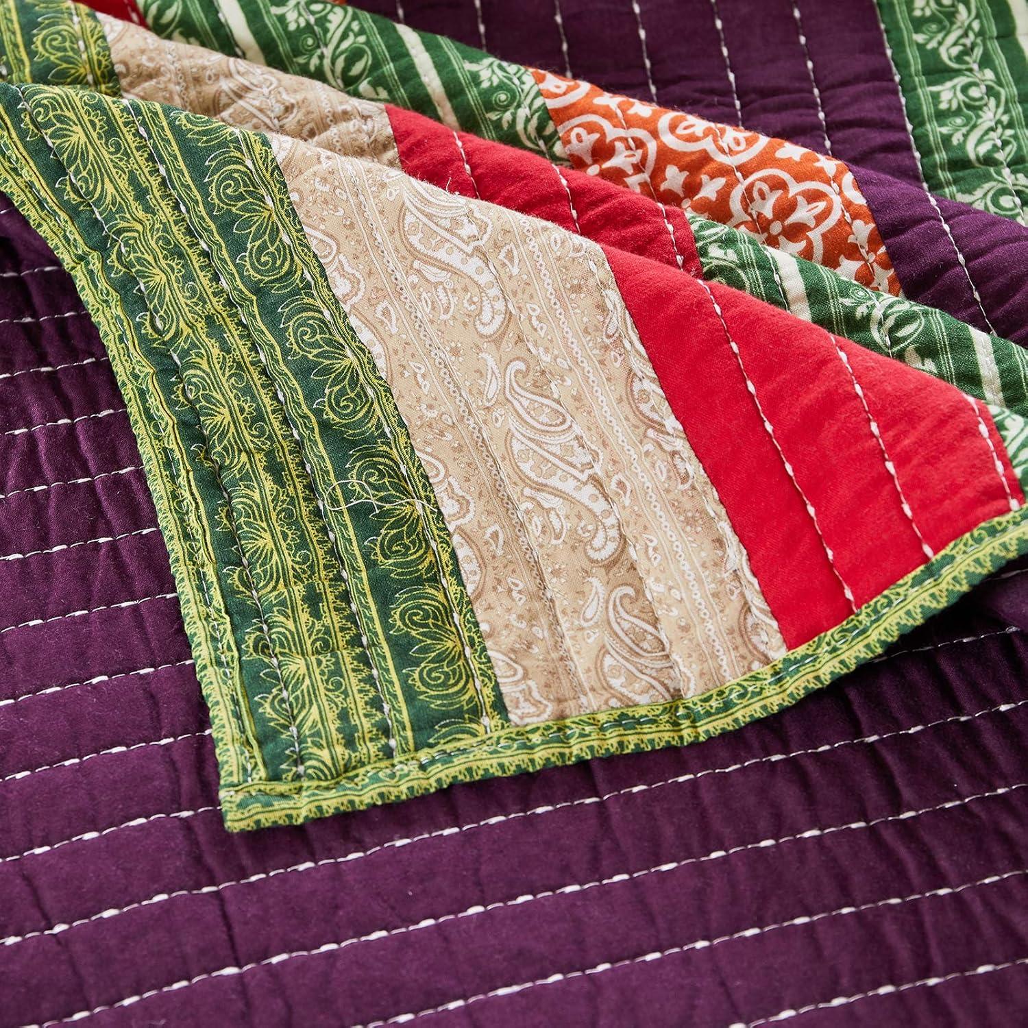 Greenland Home Fashions Marley Boho Patchwork Stripe Quilt Set