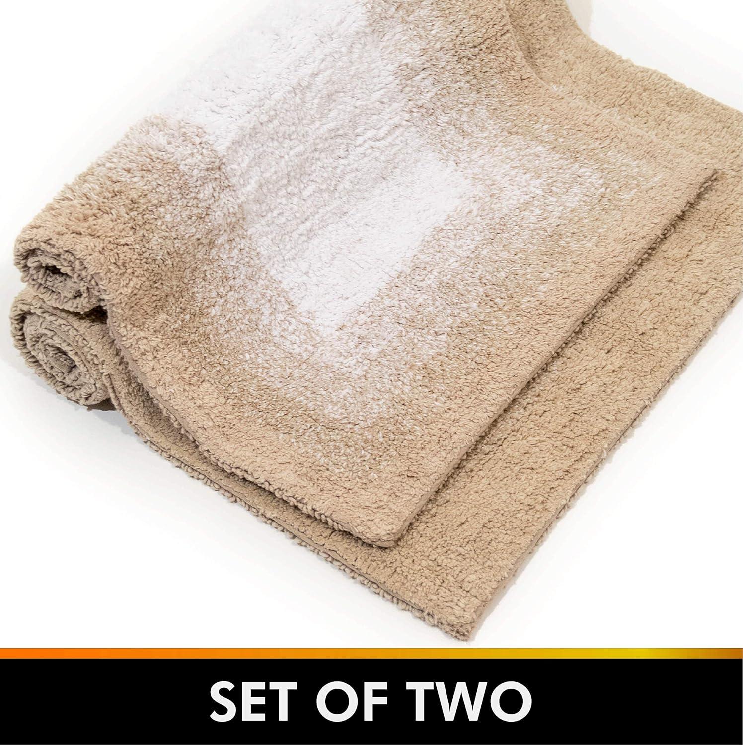 2pc Whitney Ombre Reversible Bath Rug Set Beige - Chesapeake: Cotton Tufted, Machine Washable, No Backing