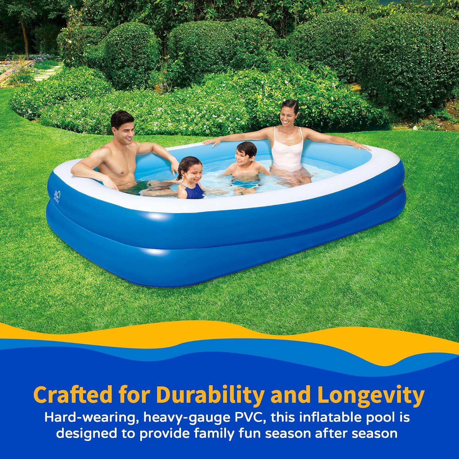 Blue Wave Products Inflatable 103-in x 69-in x 22-in Deep Rectangular Family Pool with Cover