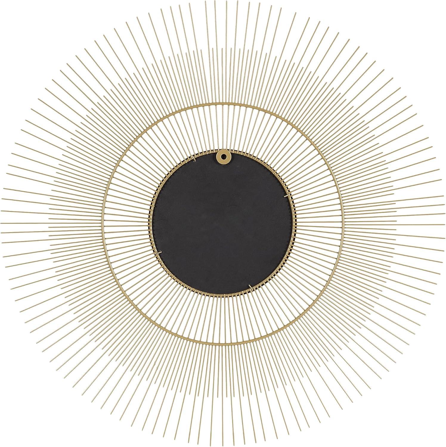 Kate and Laurel Quillet Mid-Century Round Decorative Wall Mirror, 26 Inch Diameter, Gold, Metal Circle Statement Piece Mirror with Detailed Sunburst Frame