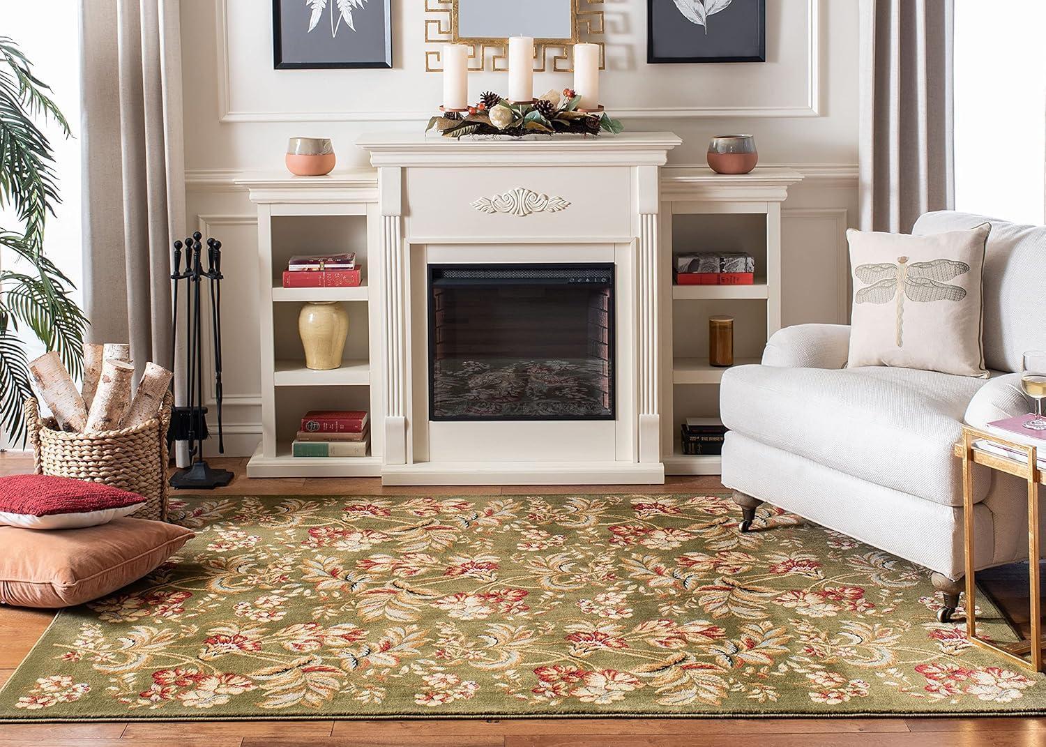 SAFAVIEH Lyndhurst Clara Floral Area Rug, Sage, 5'3" x 7'6"