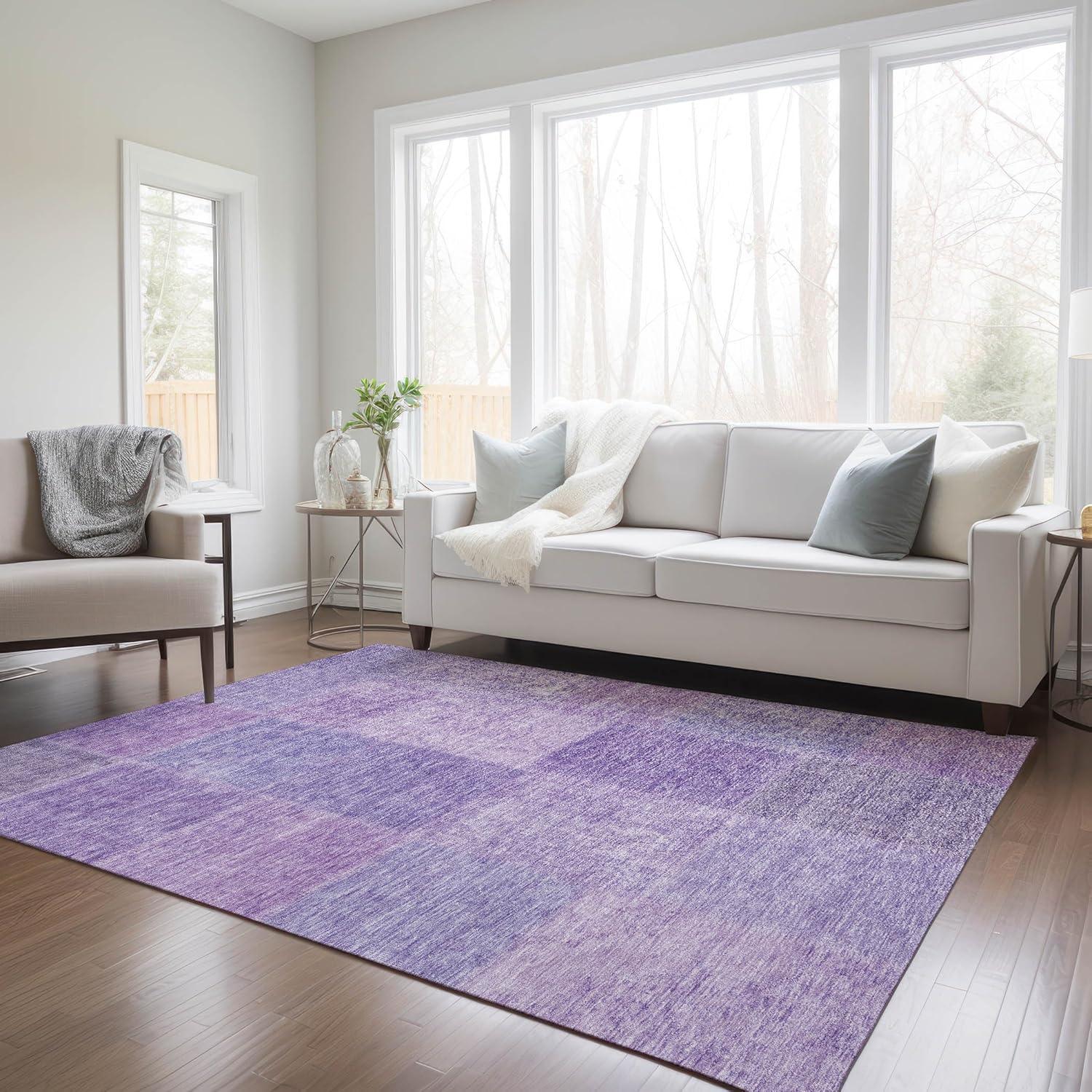 Lavender Patchwork Machine Washable Indoor Outdoor Rug 2'6" x 3'10"