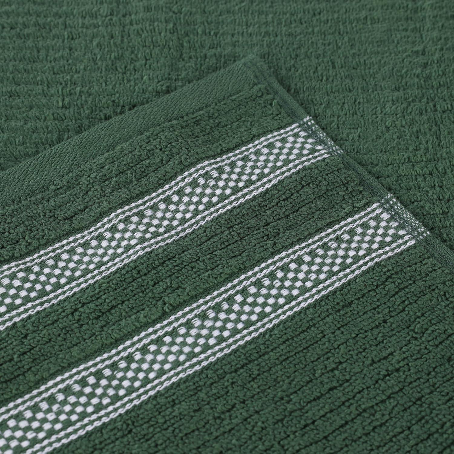 Superior Zero Twist Cotton Ribbed Geometric 9-Piece Towel Set, Forest Green
