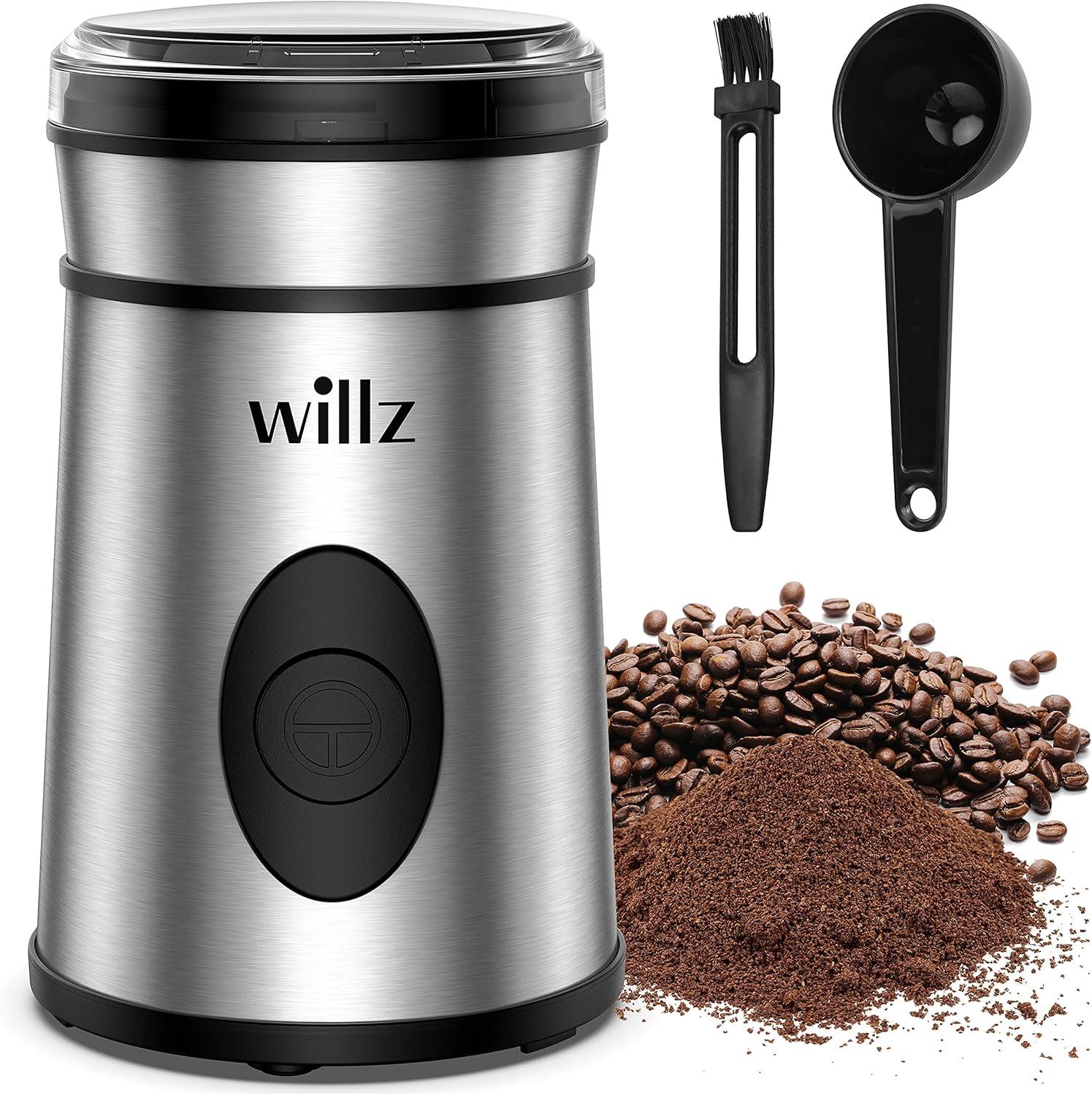 Willz 50g Stainless Steel Electric Coffee Grinder with Adjustable Grind