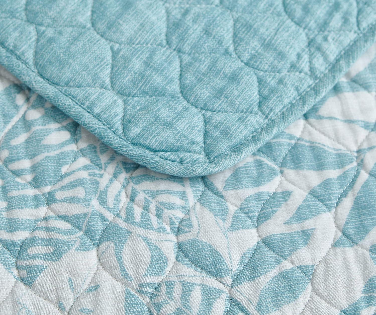 Tommy Bahama Laguna Beach Blue Cotton Reversible Quilt Set